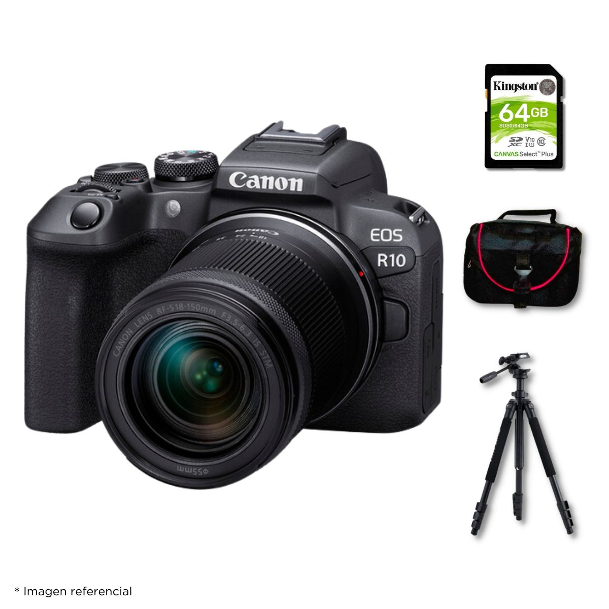 CANON - Cámara Mirrorless EOS R10 + Lente RF-S 18-150MM IS STM + Kit Deluxe