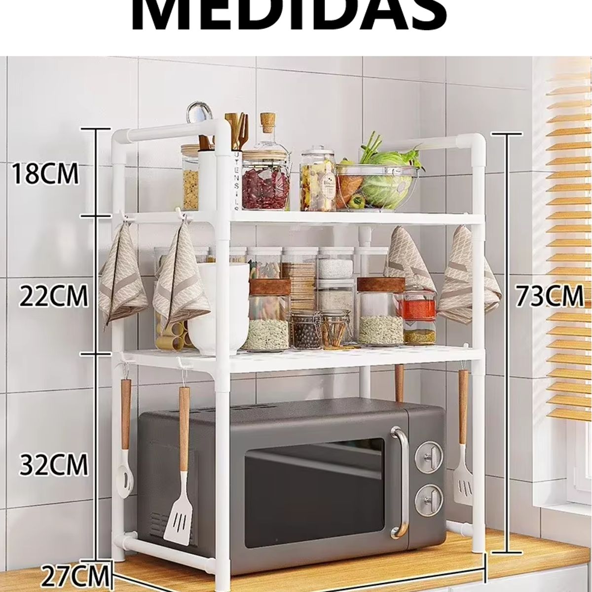 GENERICO - Organizador de cocina de 2 niveles - BLANCO