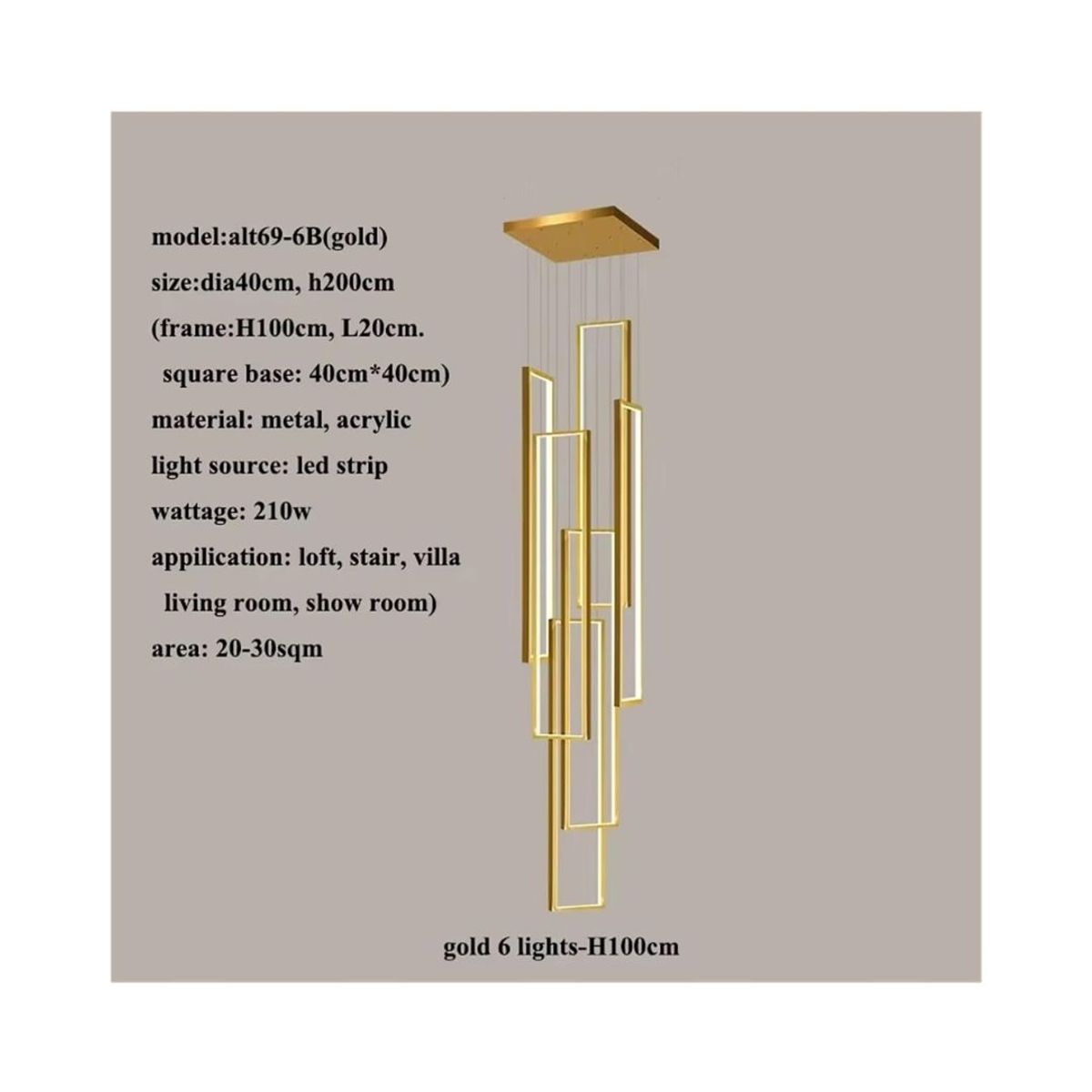 GENERICO - LÁMPARA COLGANTE RECTANGULAR LED