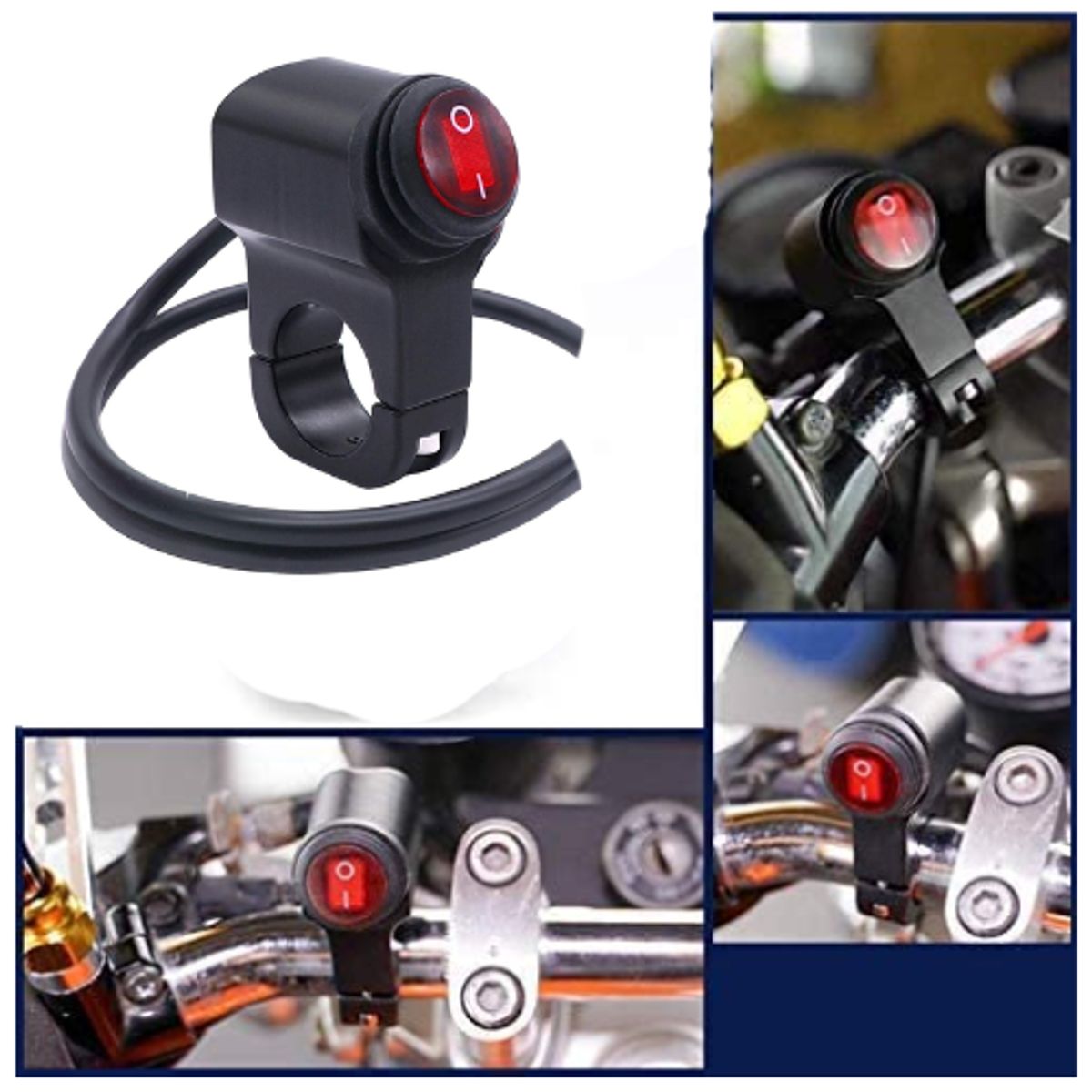 JET - INTERRUPTO ROJO PARA TIMON PARA MOTO 50CM 3 CABLES 12V