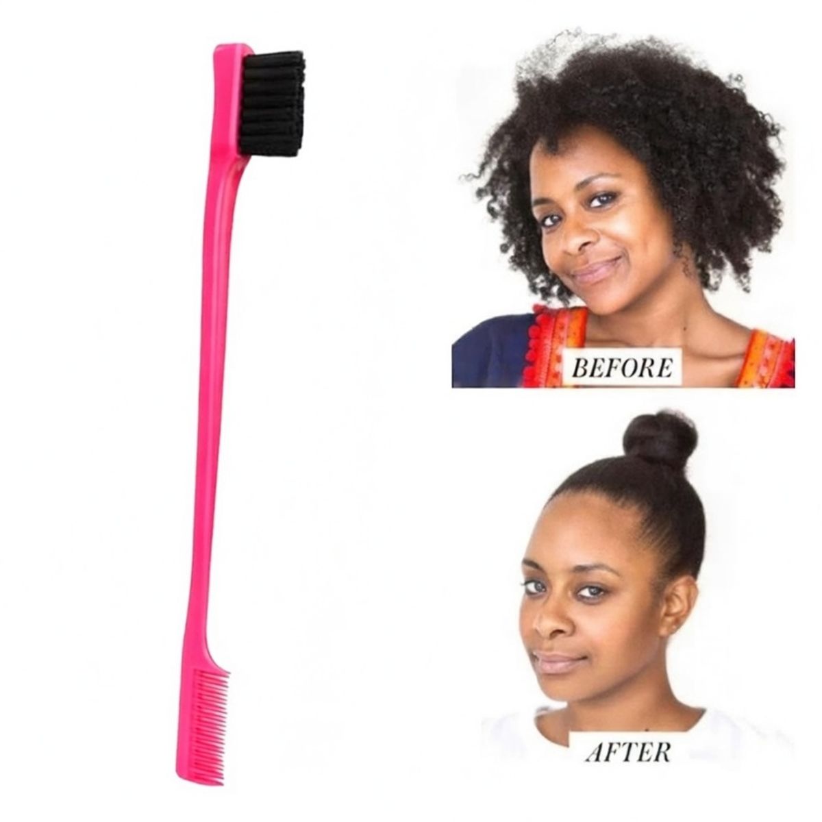 GENERICO - PEINE CEPILLO DOBLE BORDE FUCSIA ANTI FRIZZ BABY HAIR CEJAS CABELLO PEINADO PERFECTO GENIEKA