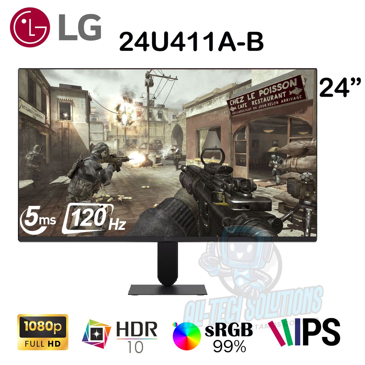 LG - MONITOR LG 24U411A-B FULL HD 24 IPS 120hz 5ms HDR10