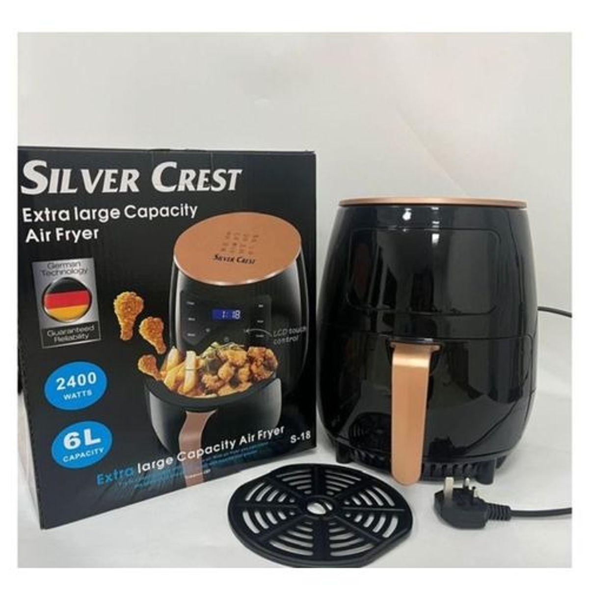 GENERICO - Freidora de Aire Silver Crest 6 Litros 2400W Digital LCD Táctil Negra