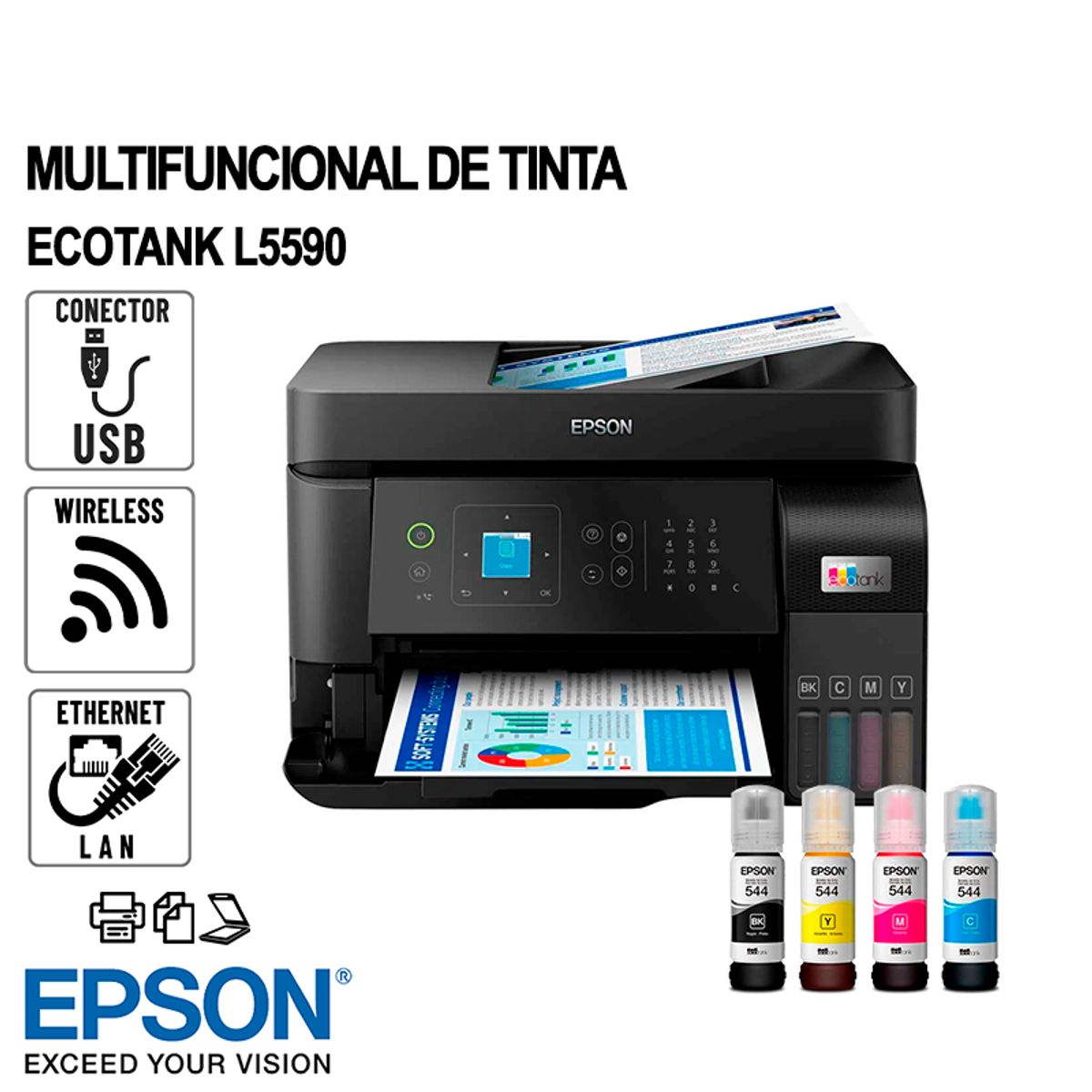 EPSON - IMPRESORA MULTIFUNCIONAL EPSON ECOTANK L5590 USB-LAN-WIFI