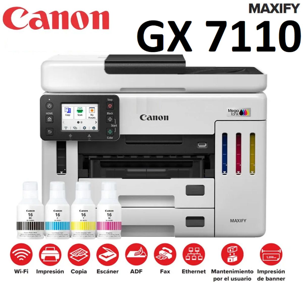 CANON - Impresora Multifuncional CANON de Tinta MAXIFY GX7110