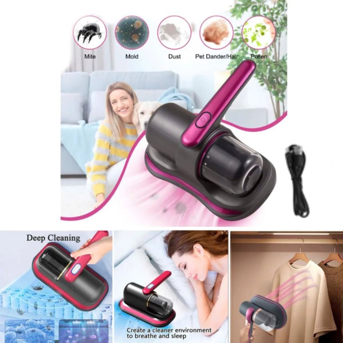 OEM - Aspiradora Anti-Ácaros con Luz UV - Inalámbrico - RECARGABLE