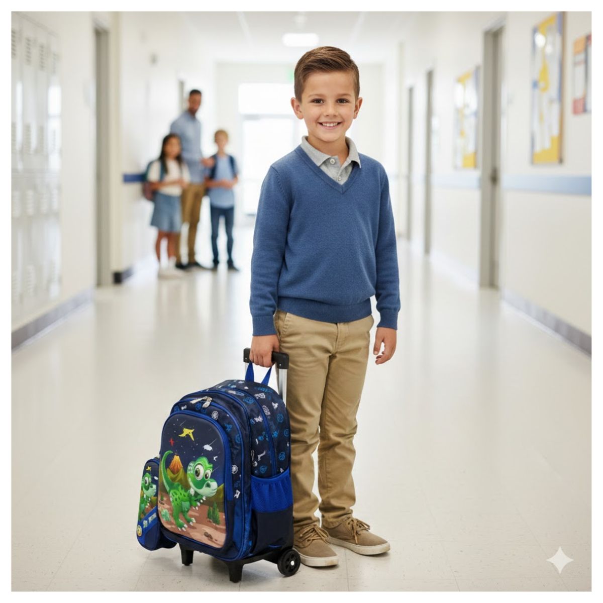 GENERICO - Mochila con Ruedas para Niños y Niñas Multipack 3 en 1 Infantil Regreso a Clases Dinosaurios