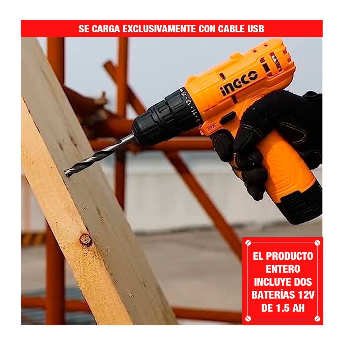 INGCO - Taladro Atornillador 20nm + Pistola Rociadora 450w Con Acces Naranja Claro 5060hz