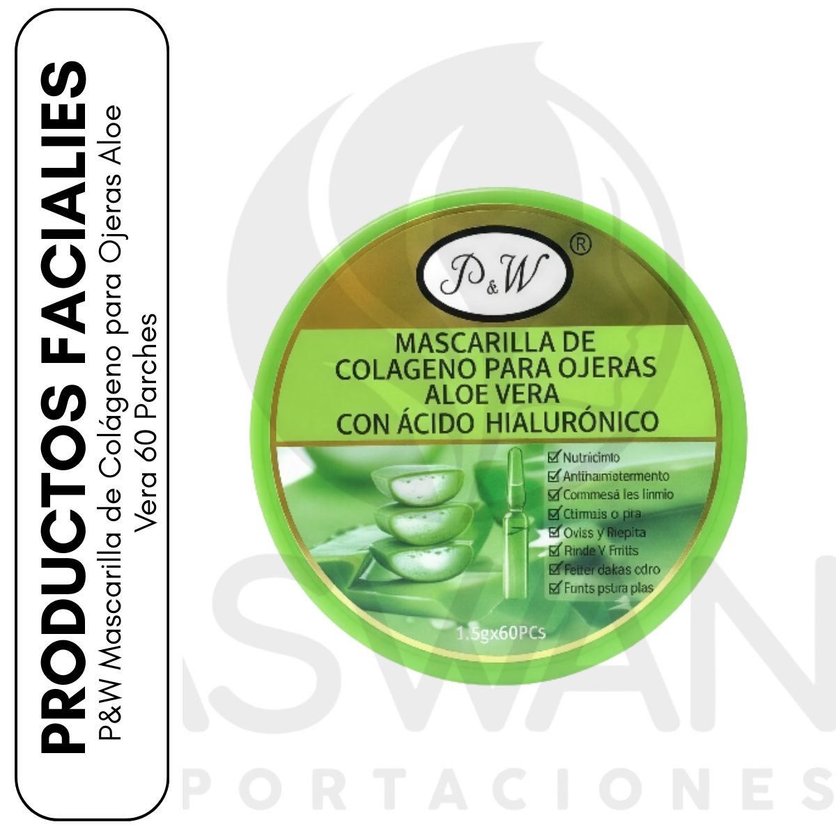 GENERICO - P&W Mascarilla de Colágeno para Ojeras Aloe Vera 60 Parches