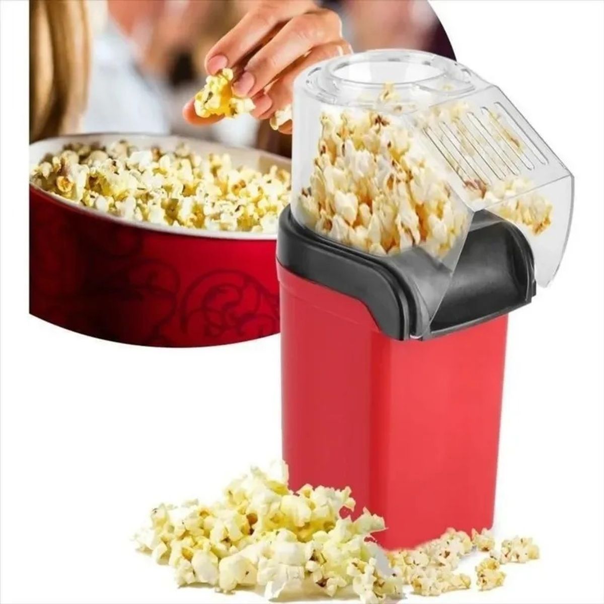 OEM - ¡Haz Palomitas al Instante Máquina de Aire Caliente Roja, Ideal para tu Cocina