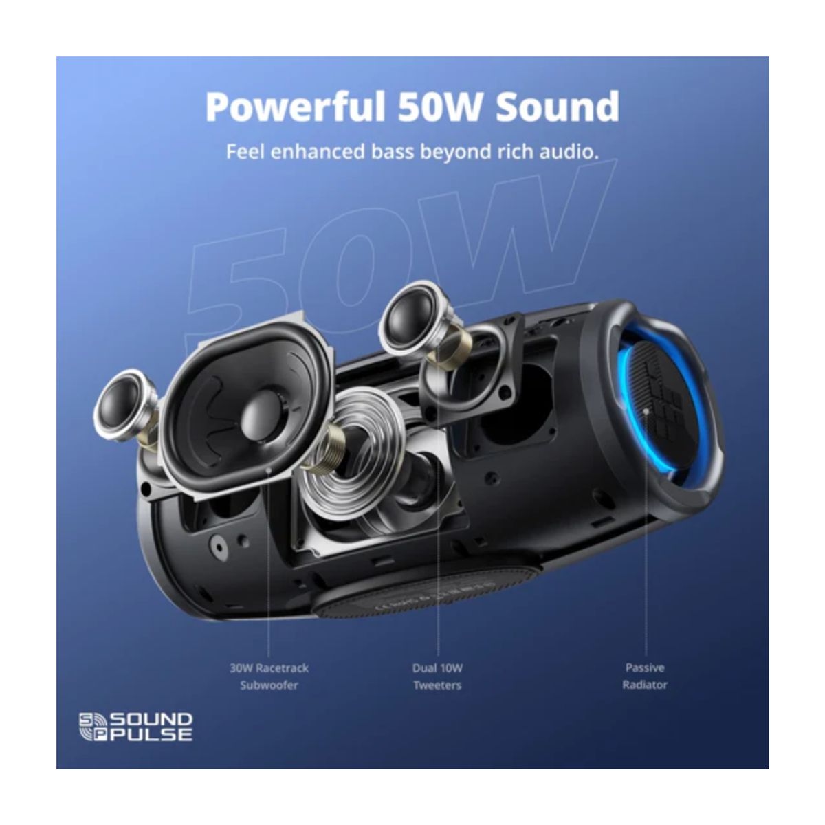 TRONSMART - Altavoz Portátil Tronsmart Mirtune S100 50W Bluetooth 5.3 – Resistente al Agua IPX7