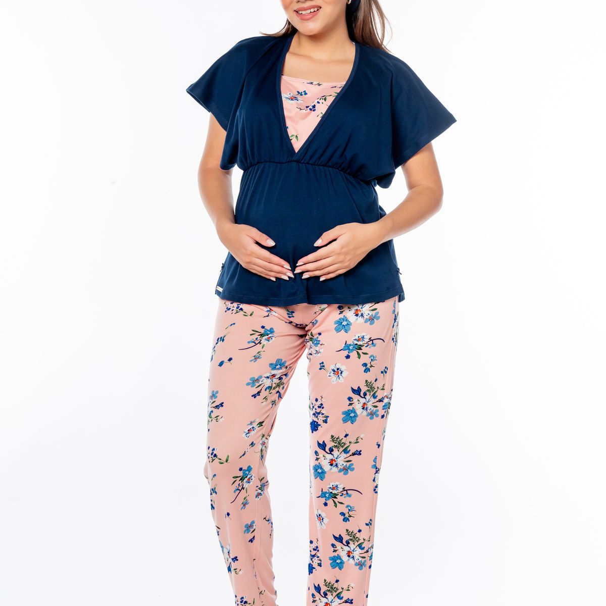 VELA WHITE - Blue Flower II Mom polo con pantalón