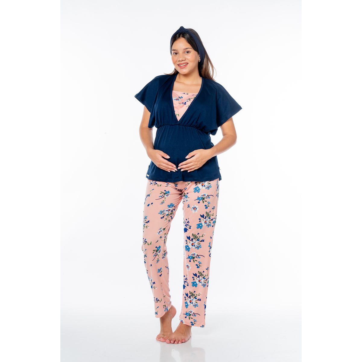 VELA WHITE - Blue Flower II Mom polo con pantalón