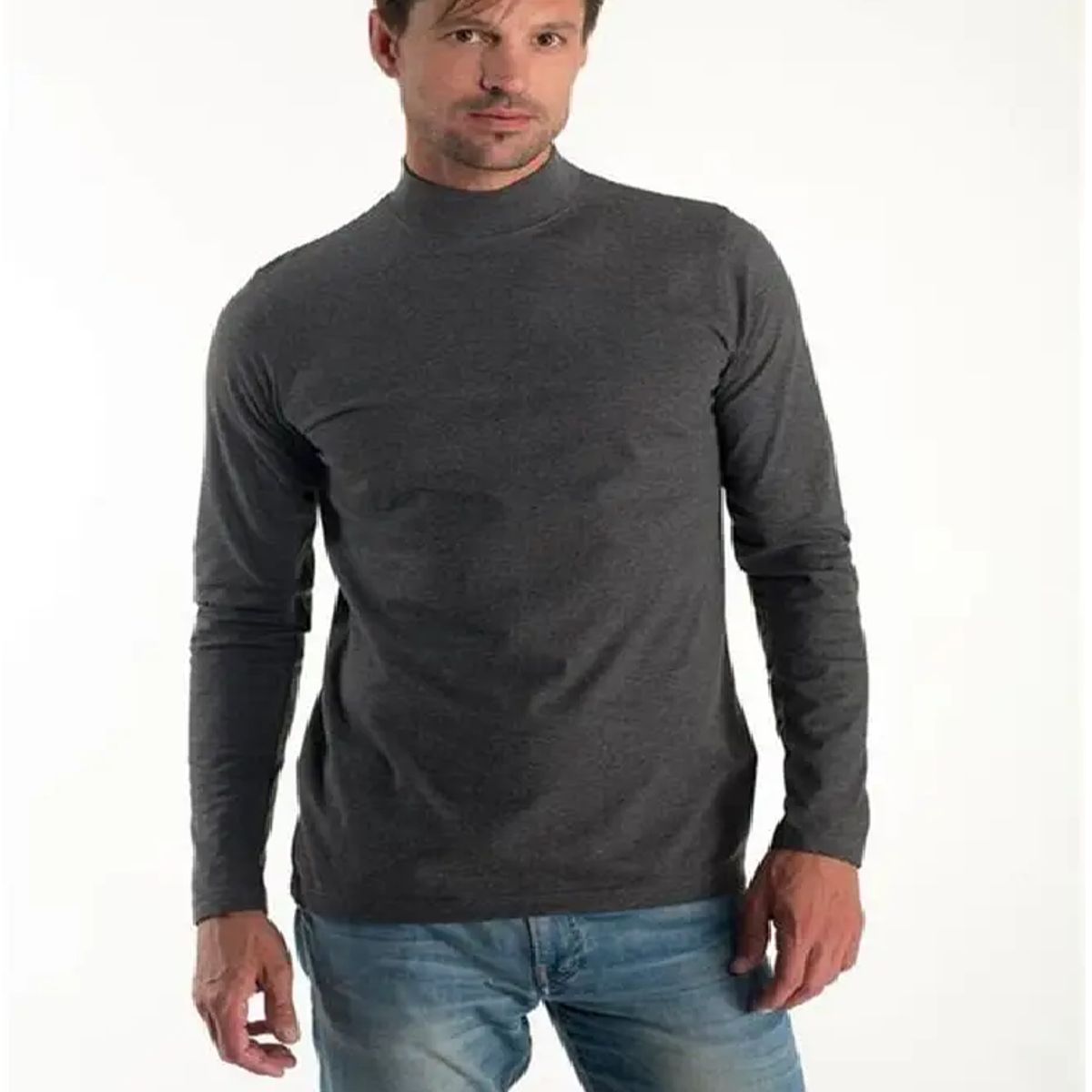 GENERICO - Polo Camiseta Calentador térmico para Hombre cuello alto cafarena