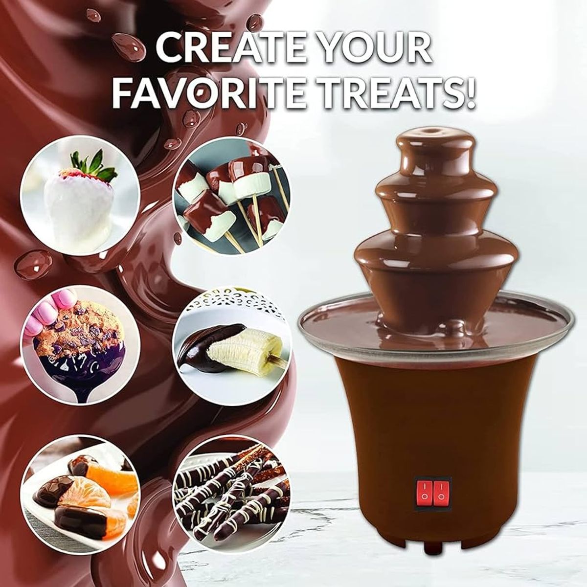 OEM - Mini Fuente de Fondue Eléctrica - Ideal para Chocolate, Queso y Salsas