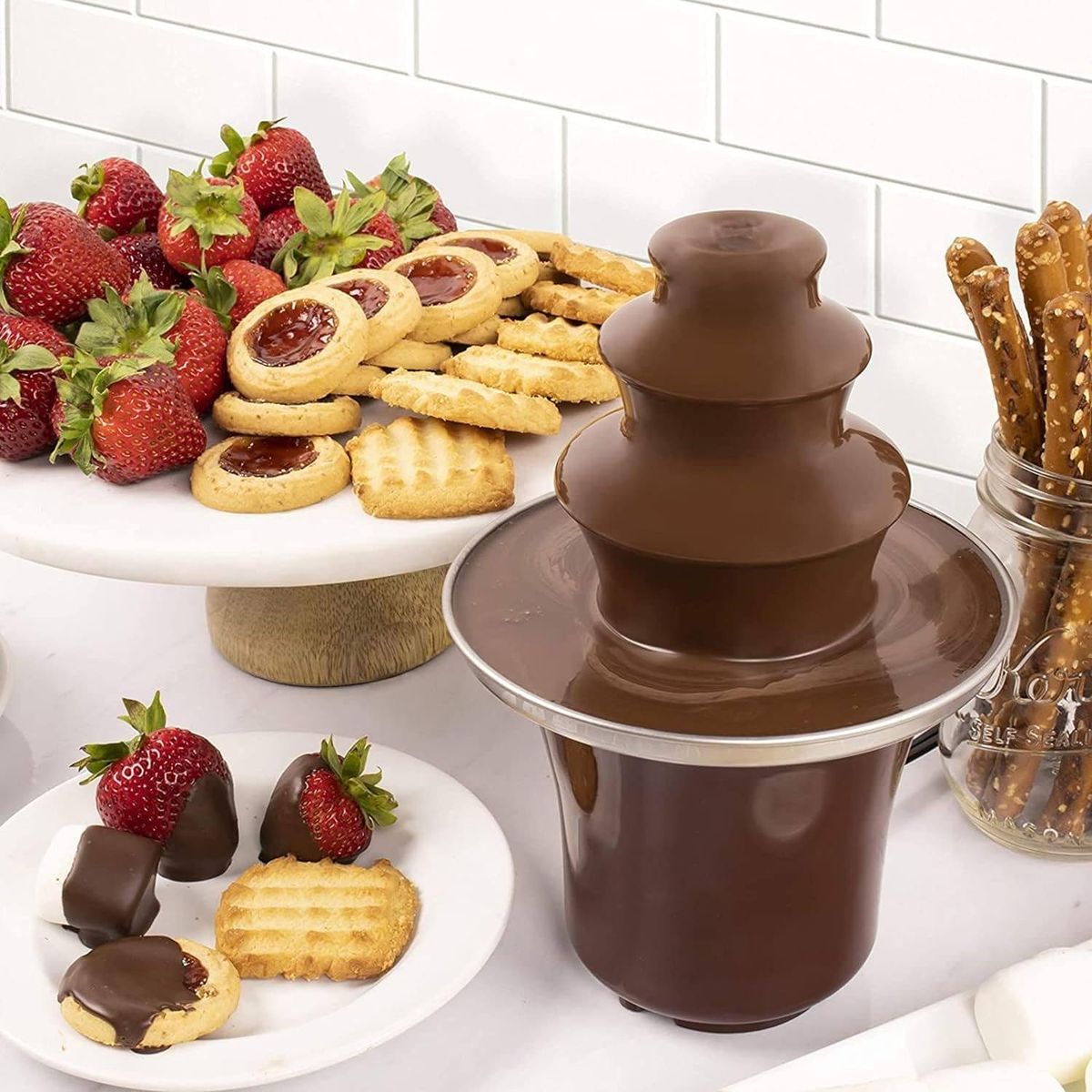 OEM - Mini Fuente de Fondue Eléctrica - Ideal para Chocolate, Queso y Salsas