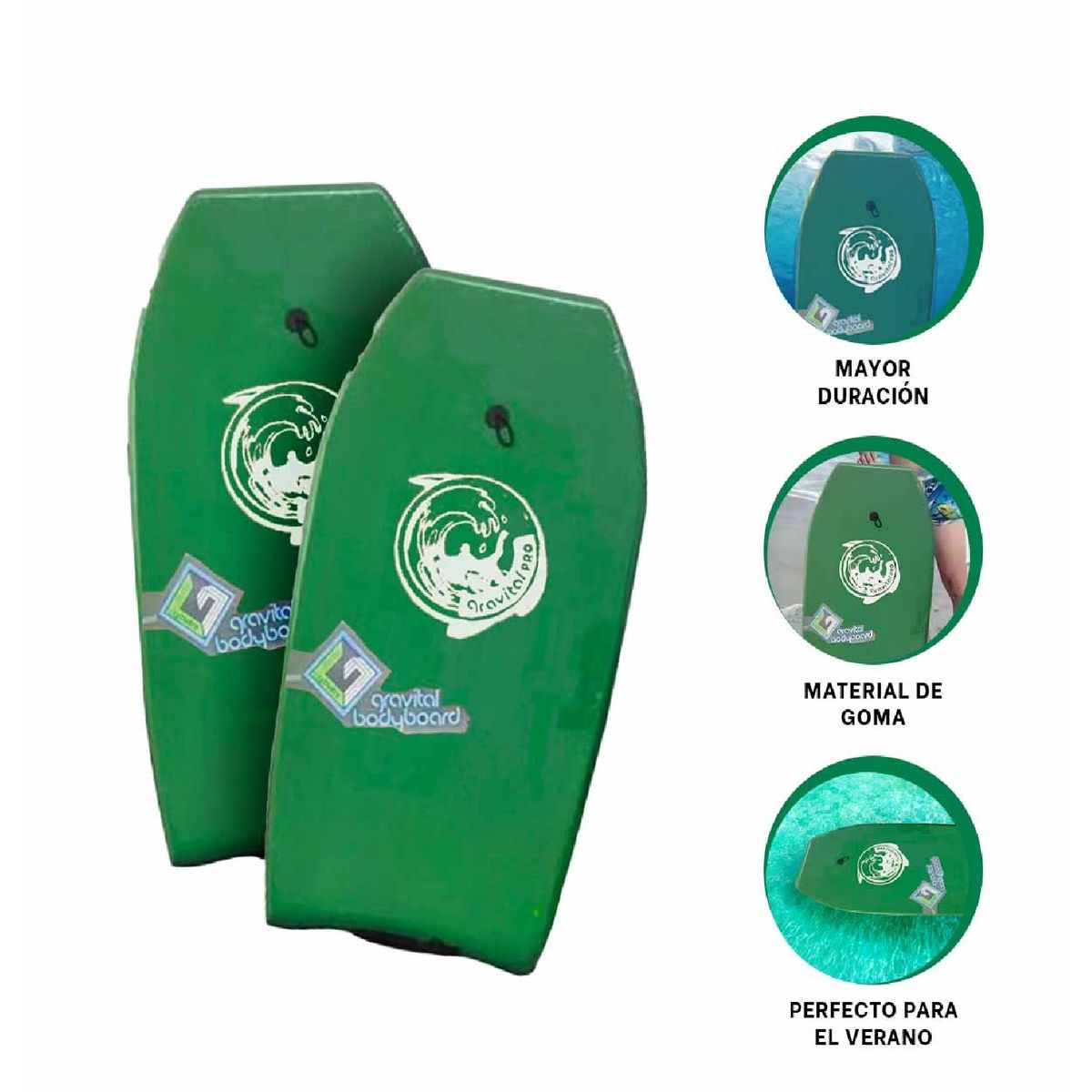 GRAVITAL - Tabla Bodyboard Gravital de Natación 41” GR-41 Dinámica  Verde