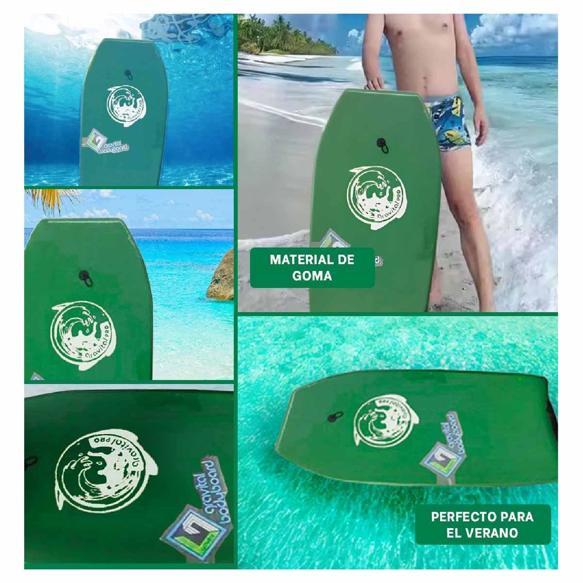 GRAVITAL - Tabla Bodyboard Gravital de Natación 41” GR-41 Dinámica  Verde