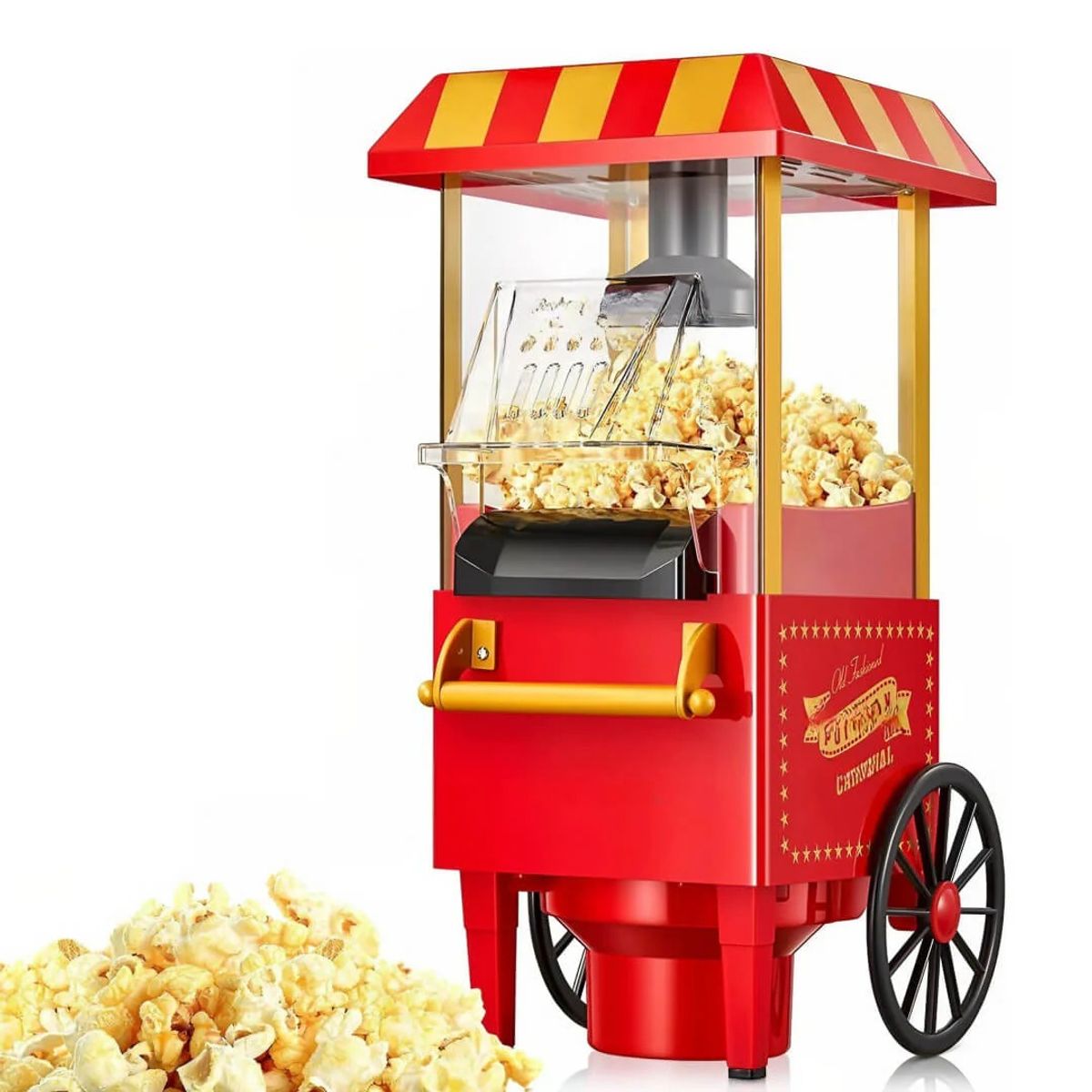 OEM - Mini Máquina de Palomitas de Maíz Retro - Estilo Carrito de Feria 1200W