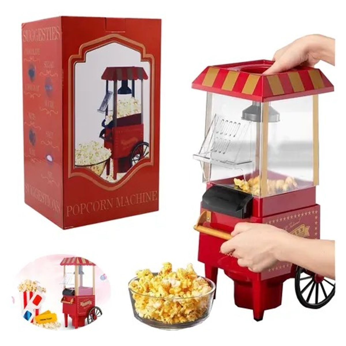 OEM - Máquina de Palomitas Pop Corn Portátil - Diseño Retro para Hogar y Fiestas