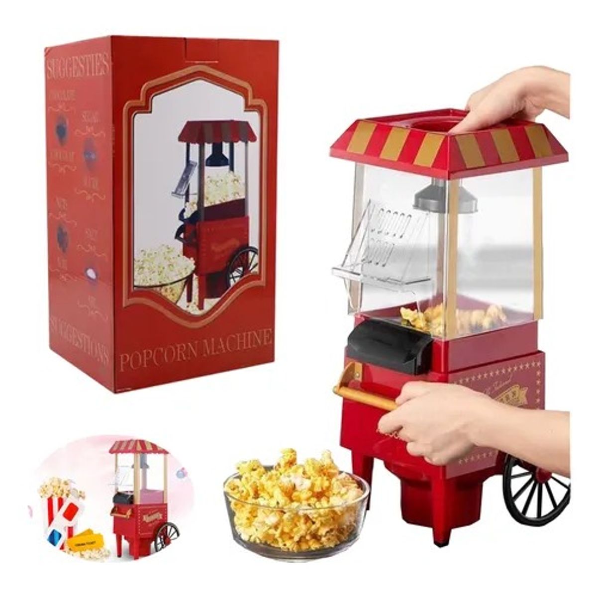 OEM - Máquina de Palomitas Pop Corn Portátil - Diseño Retro para Hogar y Fiestas