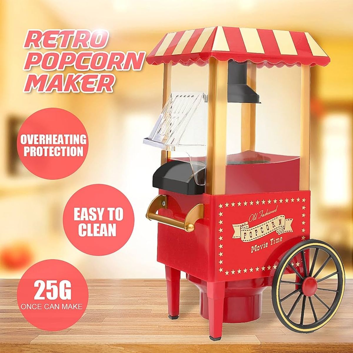 OEM - Máquina de Palomitas Pop Corn Portátil - Diseño Retro para Hogar y Fiestas
