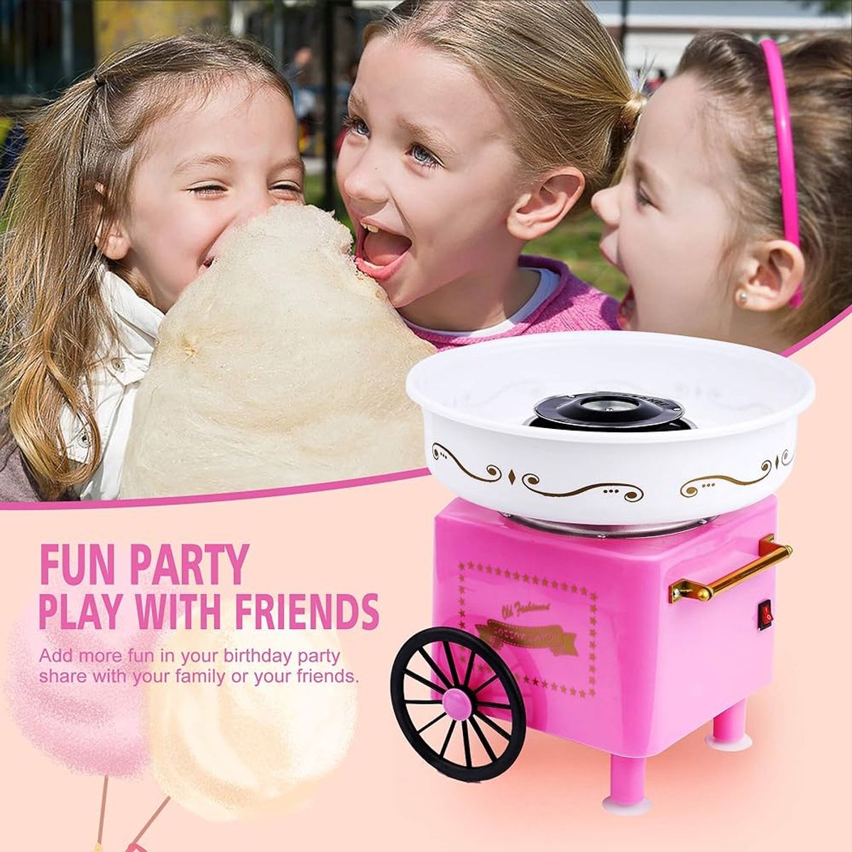 OEM - Máquina de Algodón de Azúcar Cotton Candy Maker Eléctrica Compacta Fiesta Hogar