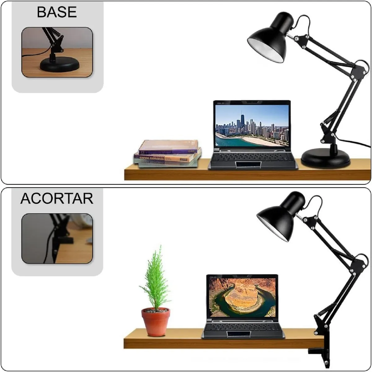 GENERICO - Lámpara De Escritorio Con Brazo Ajustable De Metal para Mesa