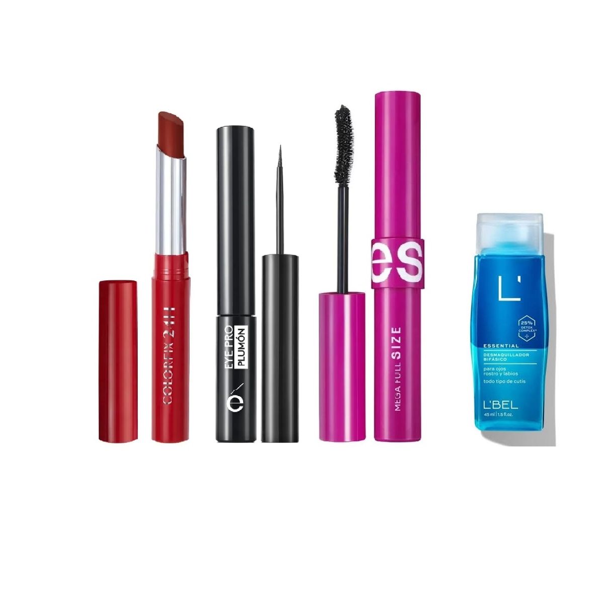 ESIKA - Máscara Mega Full Size Apa Negro - Desmaquillador 45ml - Delineador Liq Plumon - Labial