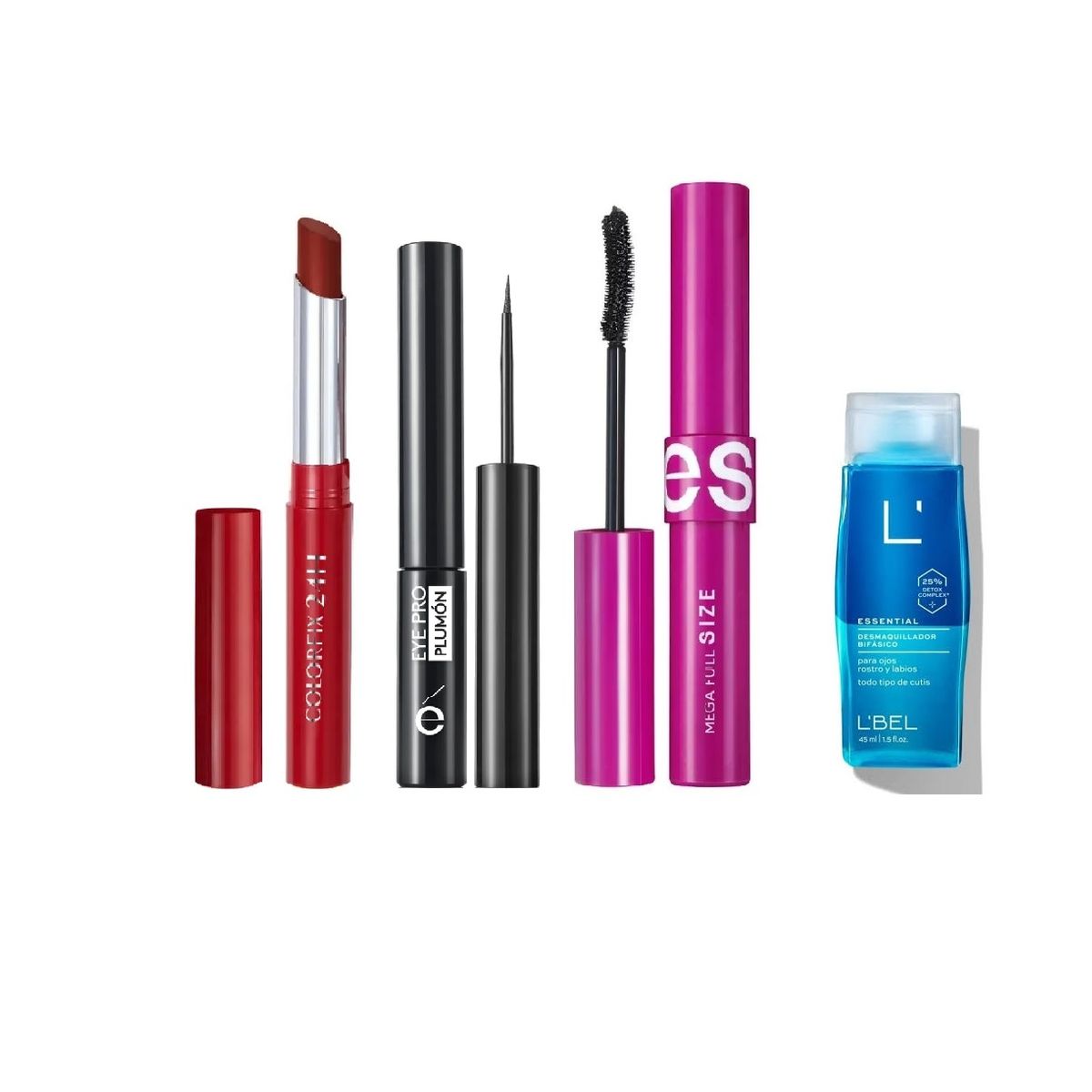 ESIKA - Máscara Mega Full Size Apa Negro - Desmaquillador 45ml - Delineador Liq Plumon - Labial