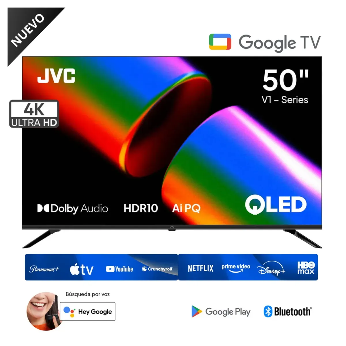 GENERICO - Televisor JVC 50" QLED Google TV 4K 50KM758 2025