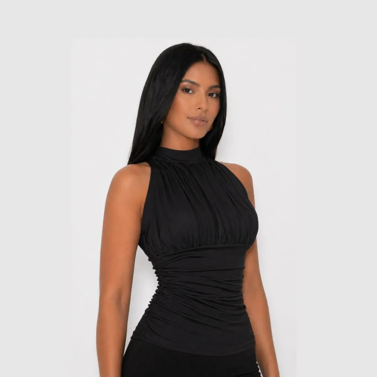 GENERICO - Blusa halter premium negra con doble forro  elegancia y confort superior