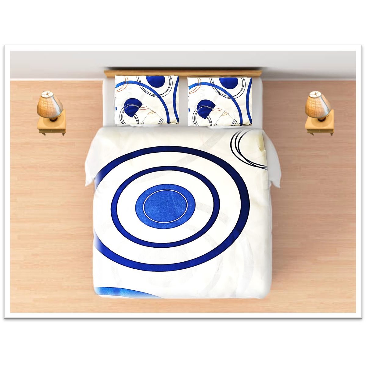 GENERICO - Juego de sabanas tamaño QUEEN  circulos azules  COD 222