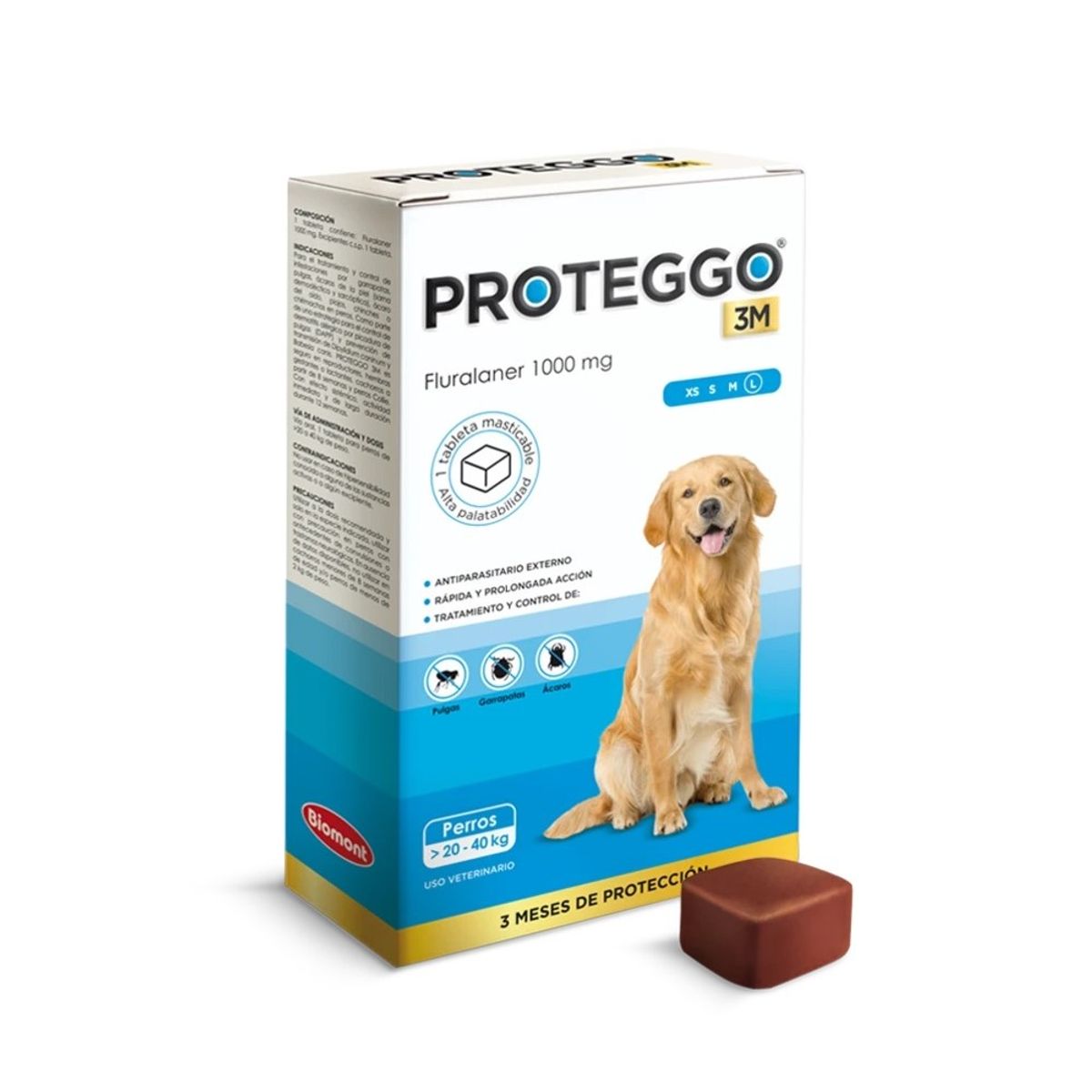 PROTEGGO - Proteggo 3M Antipulgas 1000 mg 1 Tableta 20 - 40 Kg