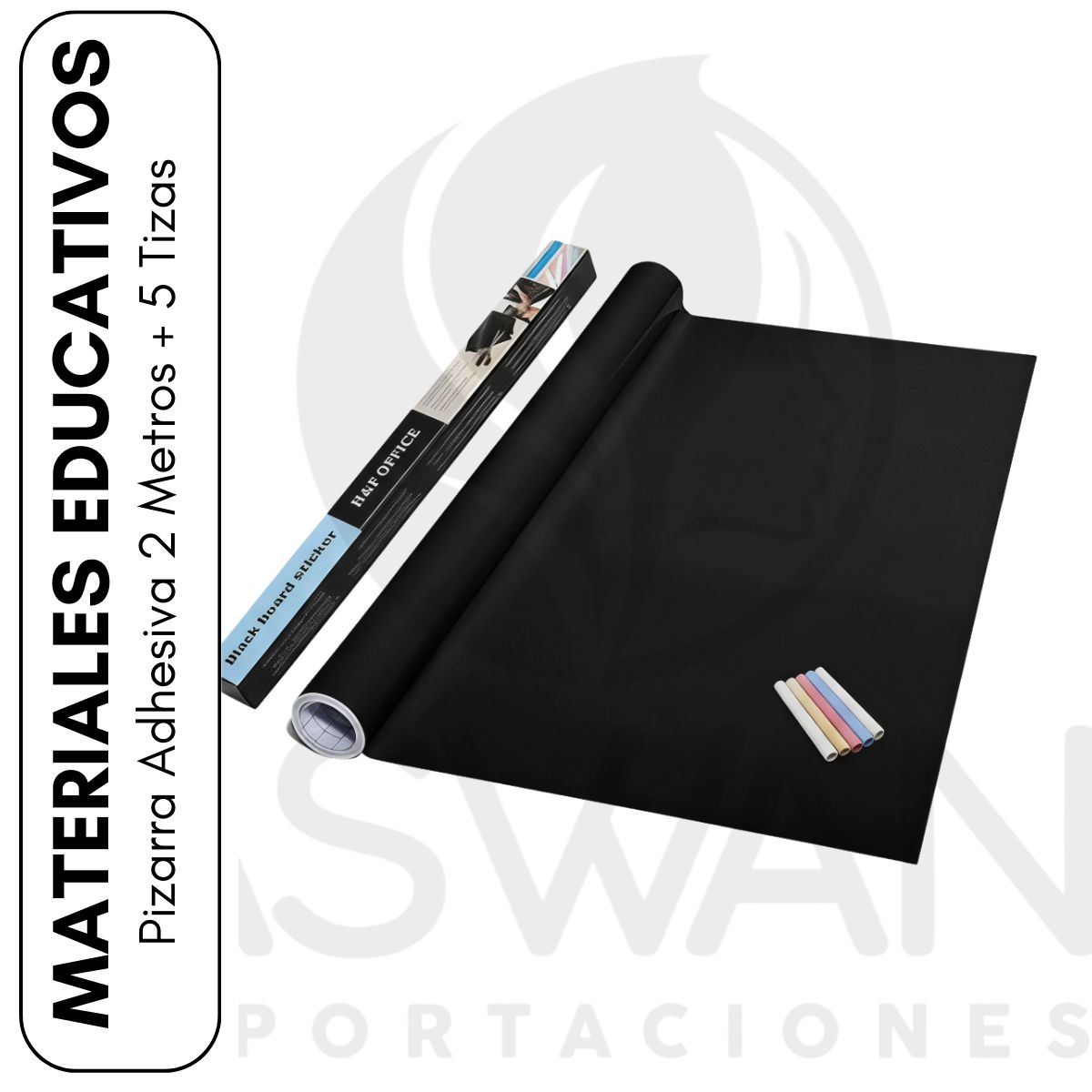 GENERICO - Pizarra Adhesiva 2 Metros + 5 Tizas
