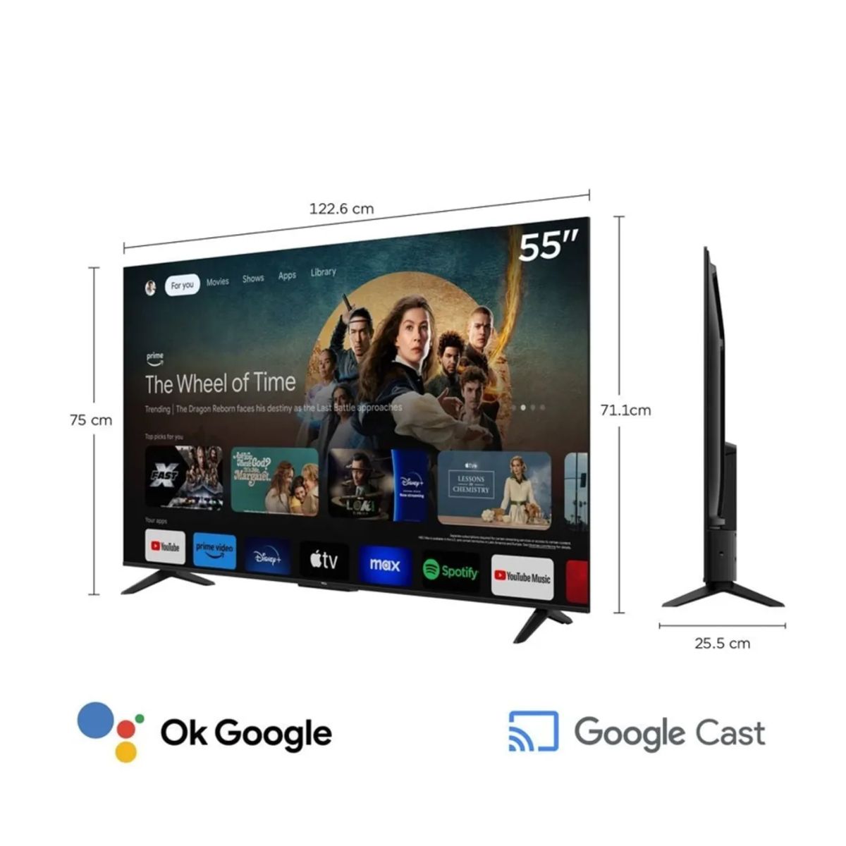 TCL - Televisor Smart TV TCL 55 4K Google TV 55P6K