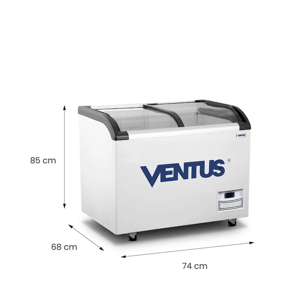 VENTUS - Congeladora horizontal tapa de vidrio curvo 220litros