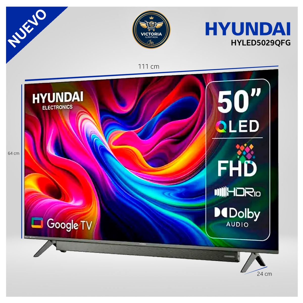 TELEVISOR HYUNDAI 50 QLED SMART TV GOOGLE TV 4K UHD 2025 - HYLED5029QFG, marca HYUNDAI - Foto 2