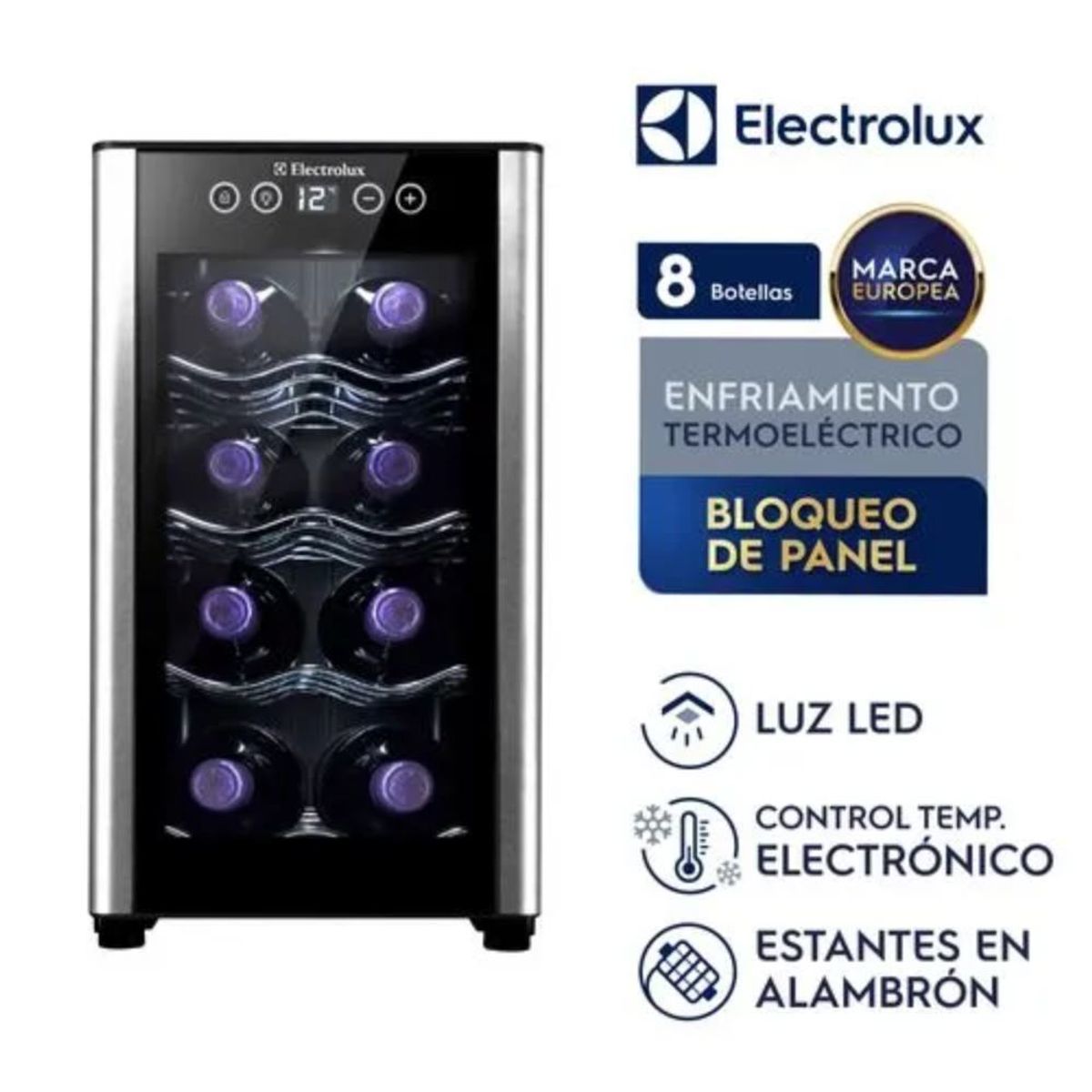 ELECTROLUX - Cava de Vinos Electrolux Termoeléctrica 8 Botellas Negra (ERW082XAMB)