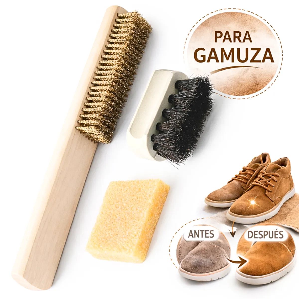 Kit Limpiador Premium Gamuza Cepillo Borrador Escobilla Renovación Mantenimiento Calzado Zapatilla, marca GENERICO - Foto Principal