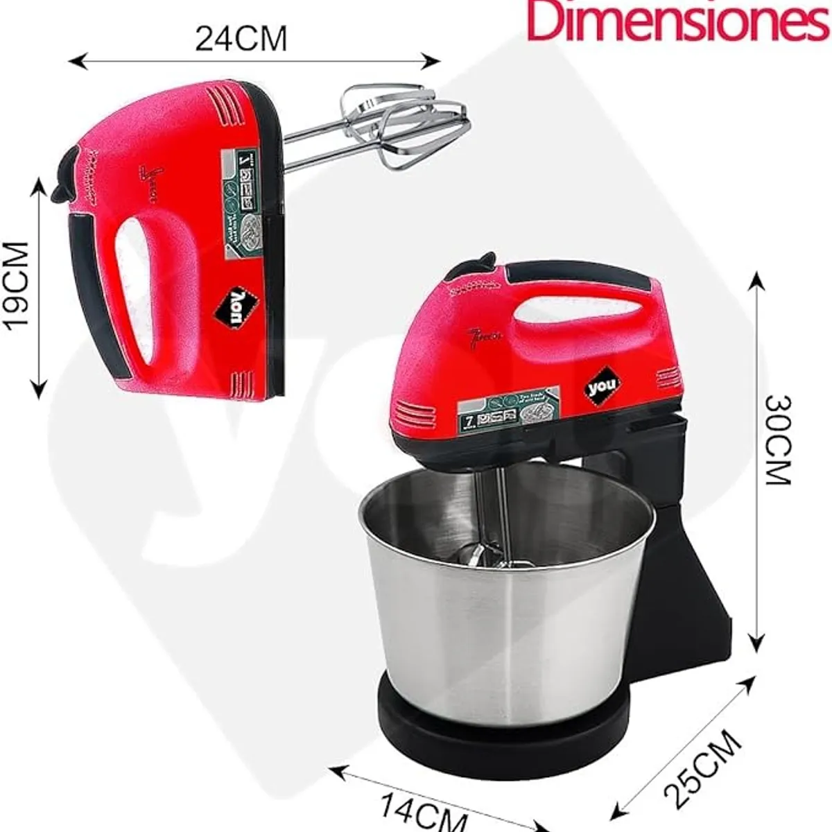 GENERICO - Batidora de Pedestal RAF 2.0L con Bowl de Acero Inoxidable
