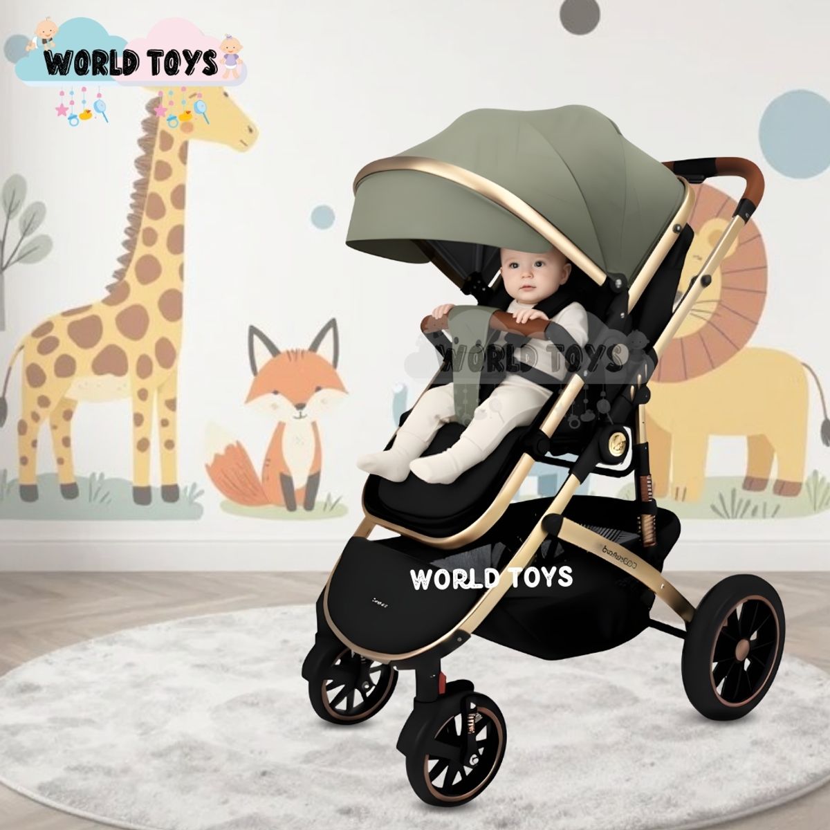 BABY - Coche Moisés Premium «NEW ORLEANS» con Bolso Pañalero Green