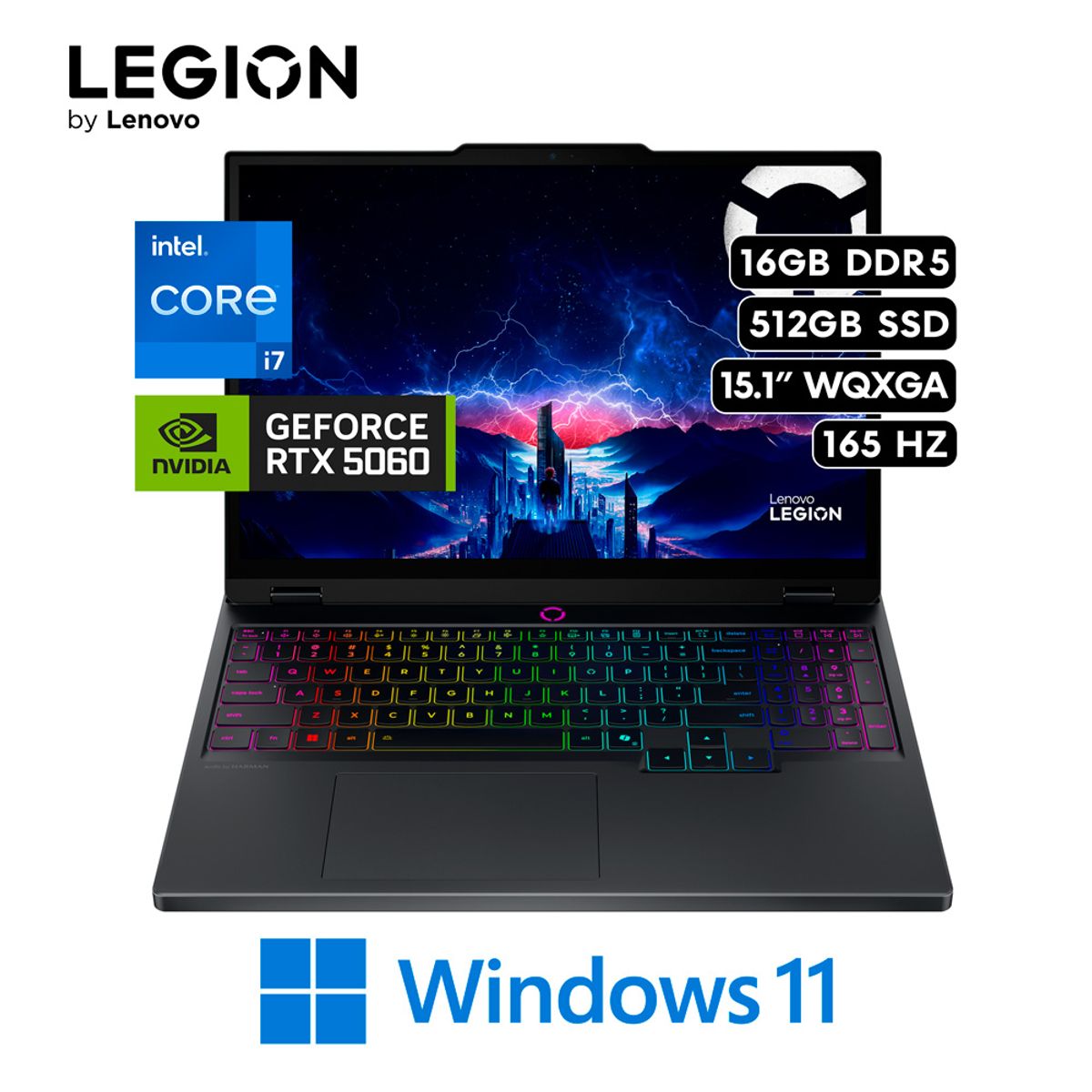 LENOVO - Laptop Lenovo Legion 5  Intel Corei7-14700HX 16GB RAM 512GB SSD  WQXGA RTX5060-8GB 15.1 WQXGA WIN11