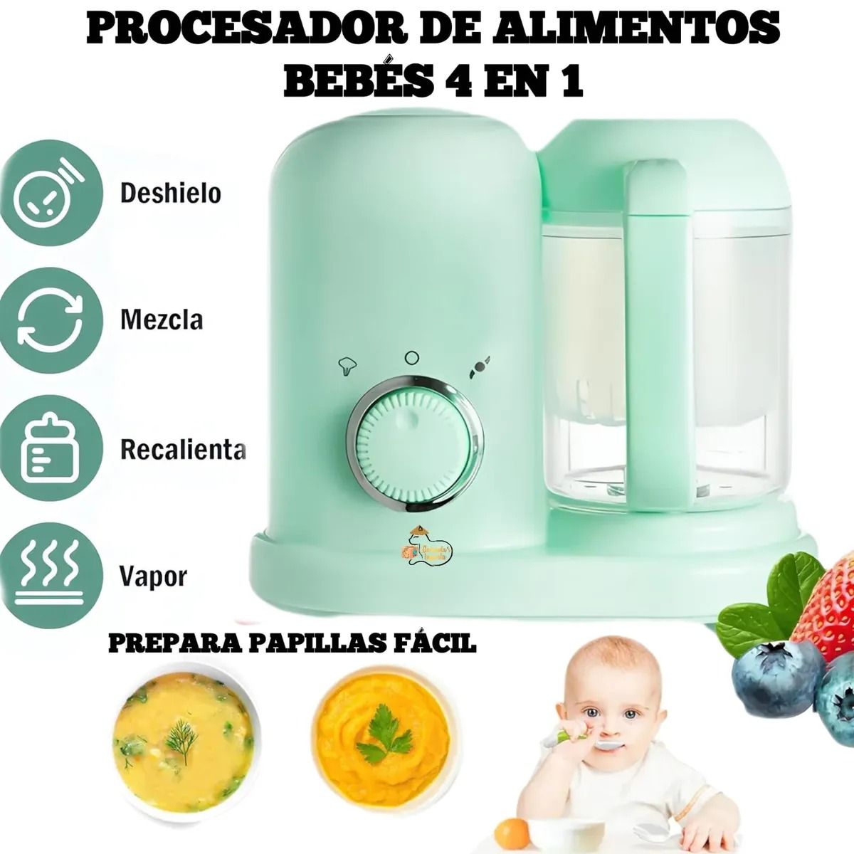 Procesador de Alimentos de Bebe con Vapor y Licuadora de Puré 4 en 1, marca OEM - Foto Principal