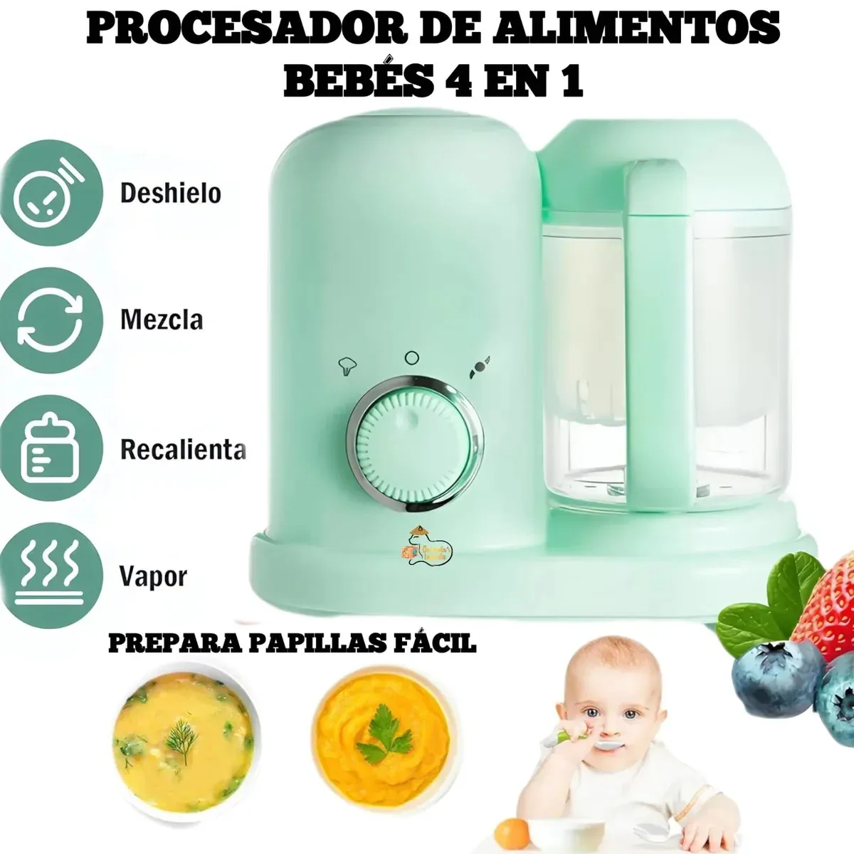 Procesador de Alimentos de Bebe con Vapor y Licuadora de Puré 4 en 1, marca OEM - Foto Principal