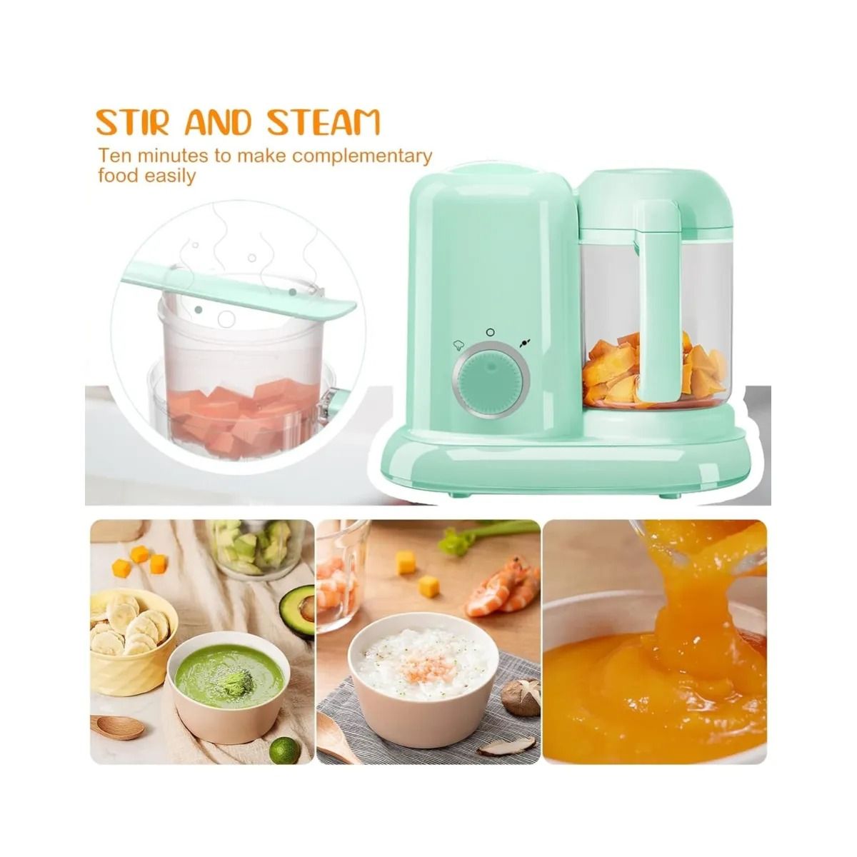 Procesador de Alimentos de Bebe con Vapor y Licuadora de Puré 4 en 1, marca OEM - Foto 2