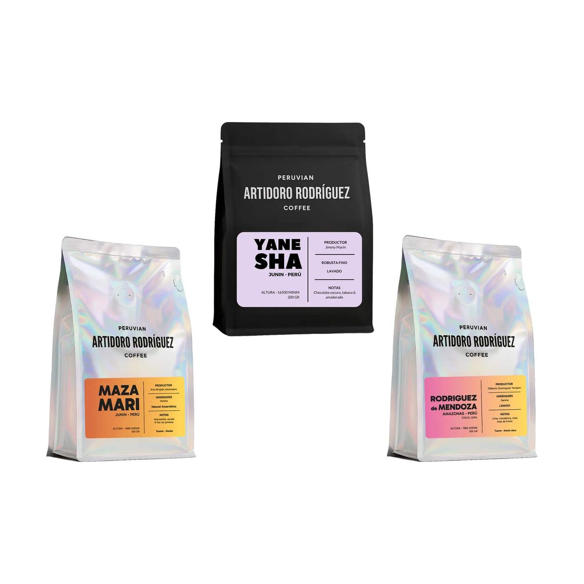 BAZAR CAFE - Tripack Café en Grano Artidoro Rodríguez Microlote 200 g