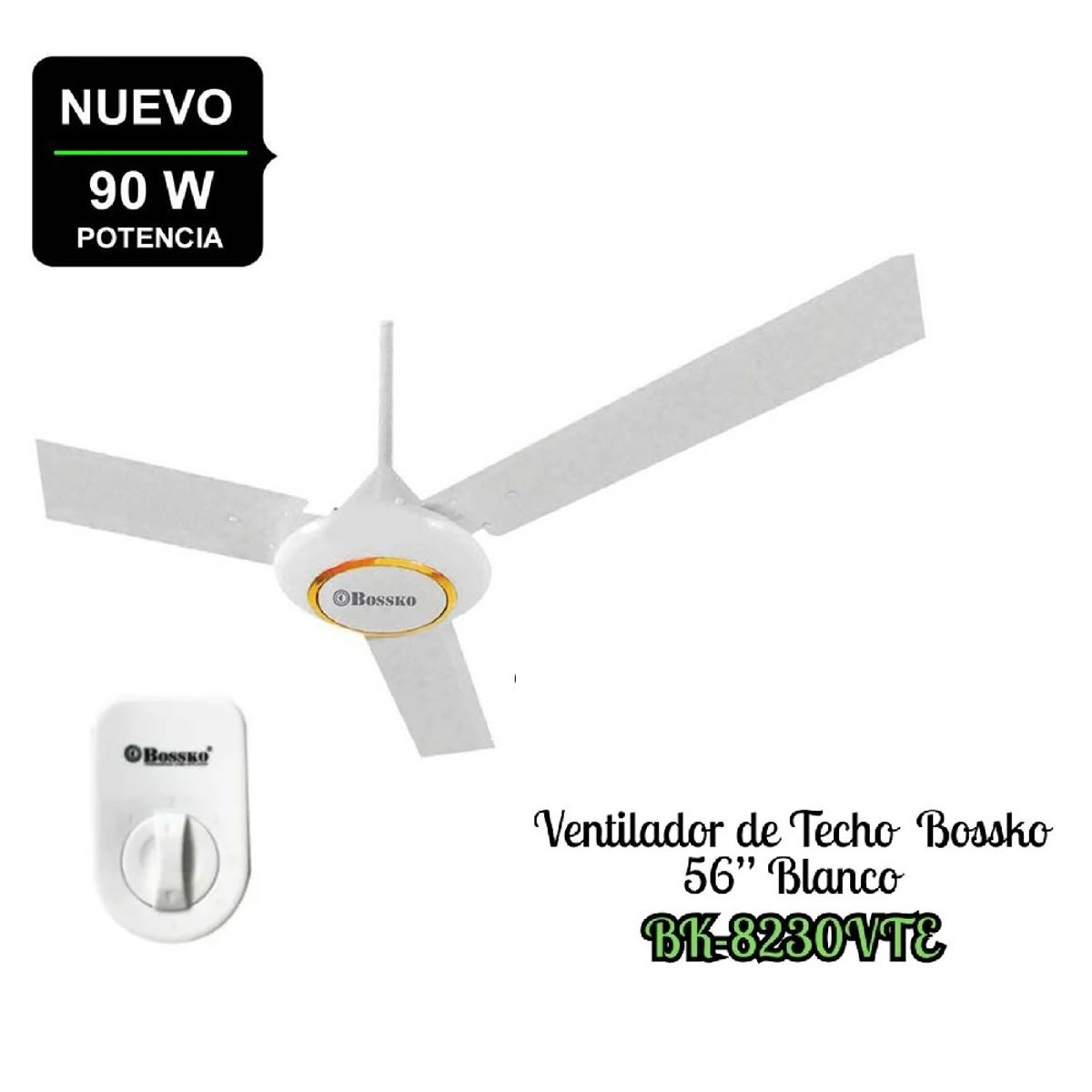 BOSSKO - Pack de 3 Ventilador de techo Bossko  90 Watts de 56 pulgadas