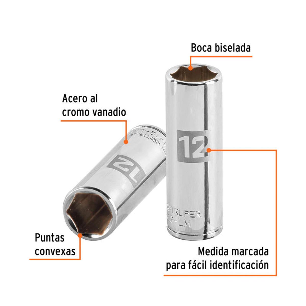 TRUPER - Dado largo de 12 mm, 6 puntas, cuadro 14, TRUPER - 13206