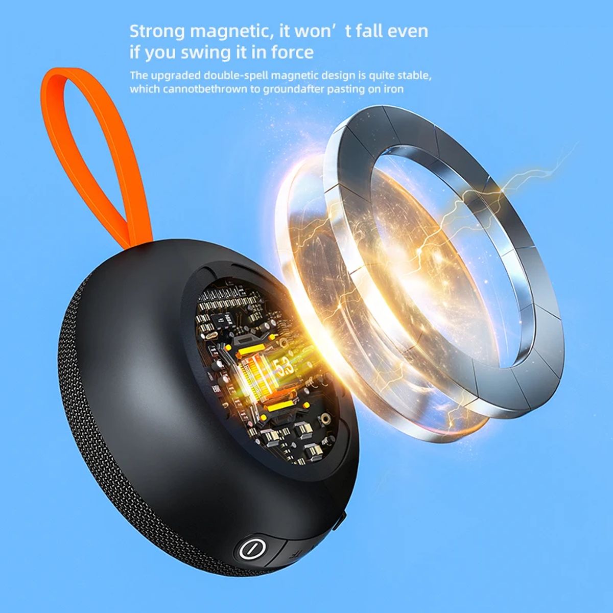 AMBOS - Parlante Bluetooth EBS-313 Mini Boombox RGB Impermeable IPX6 - Sonido Deep Bass con Imán